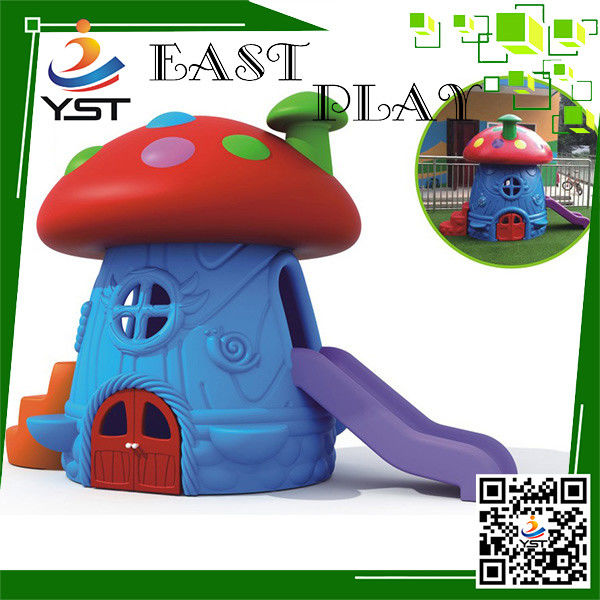 Single Plastic Kids Backyard Slide , Mushroom House Childrens Play Slide